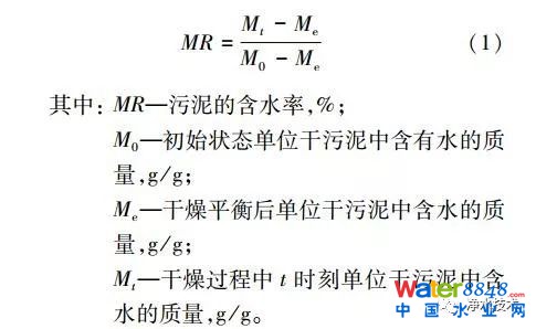 污泥薄層干燥特性及動力學(xué)模型分析